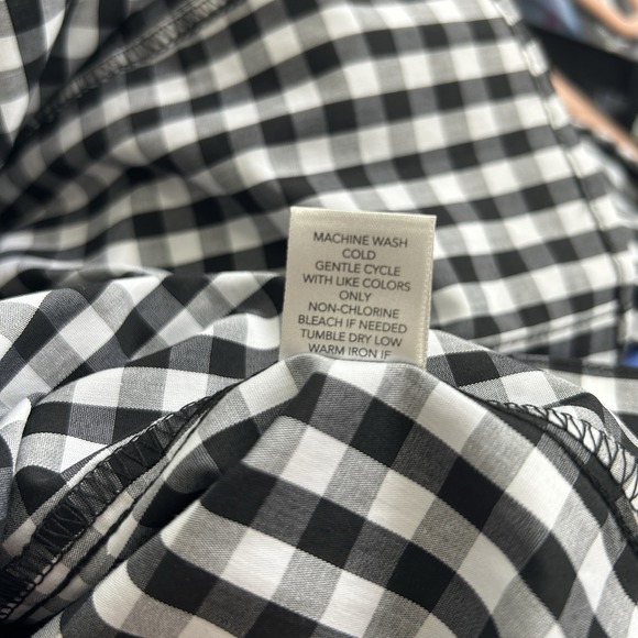 Christopher & Banks Shirt Women's Large Black Plaid Button Up Short Sleeve NWT - Picture 8 of 8